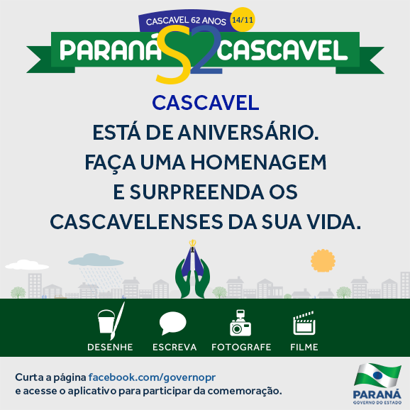 No Facebook, paranaenses homenageiam os 67 anos Cascavel