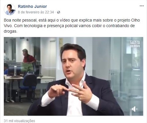 Ratinho Junior avança nas redes sociais