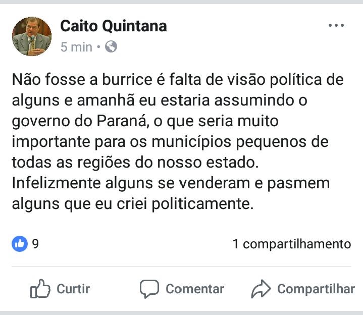 Caíto Quintana na bronca com o MDB