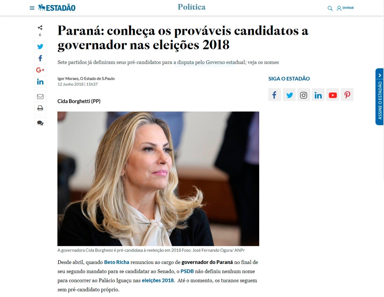 Estadão lista sete candidatos na disputa ao Palácio Iguaçu