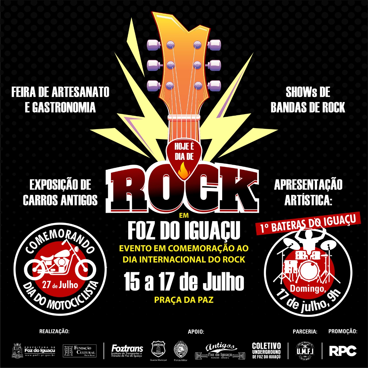 Bandas de Foz do Iguaçu se apresentam em evento para o Dia do Rock e Dia do Motociclista